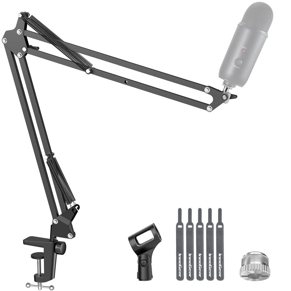 Boom Arm Microphone Mic Stand, Extended Mic Arm (Black)